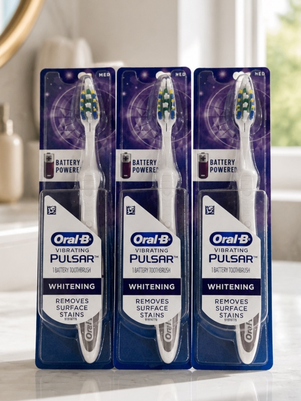 NWT Oral-B Pulsar Whitening
Battery Toothbrush Medium
-Lot of 3